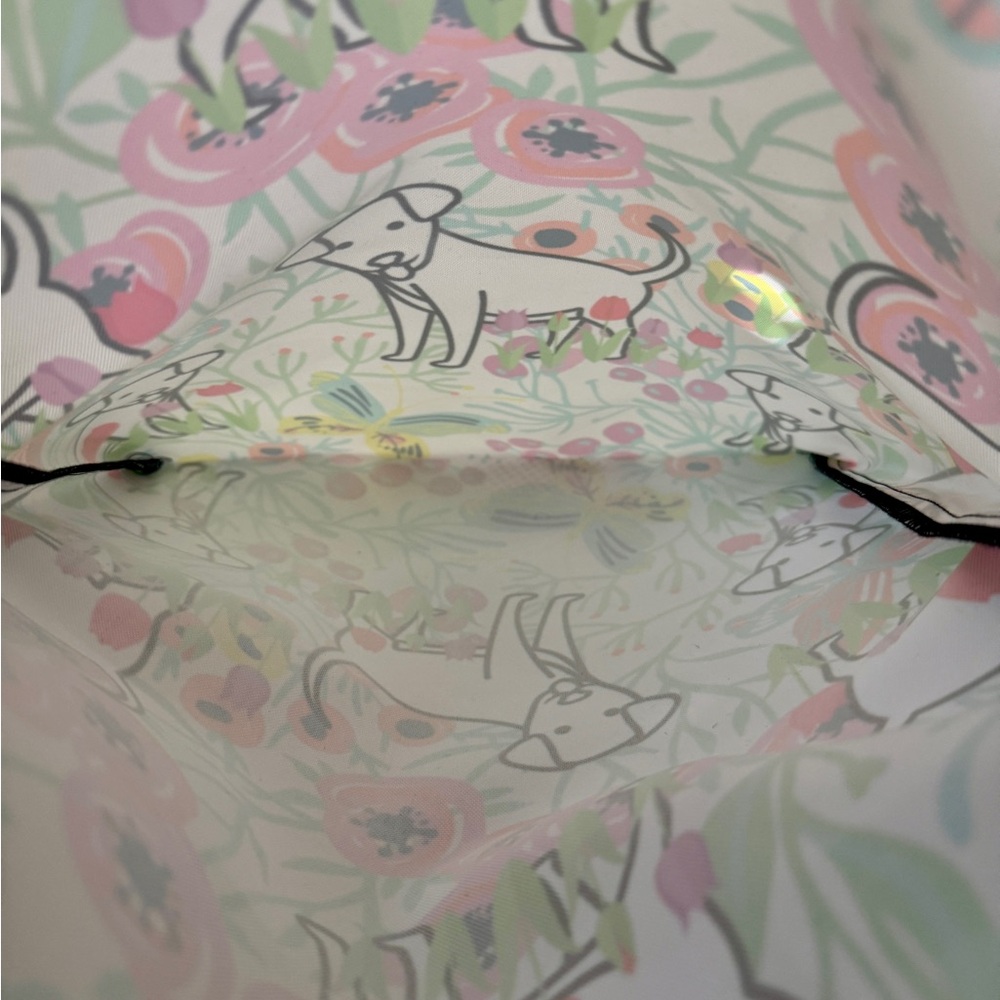 Pink Floral Drawstring Cinch Backpack with Dog Graphic Puppy Print Travel Tote - Picture 6 of 11